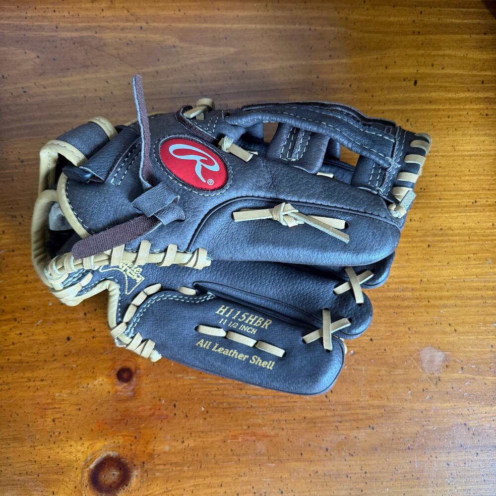 Rawlings 11.5” Baseball Glove H115HBR | Leather Shell | RHT Infield Glove Youth